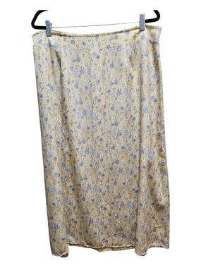 Vintage A-line Flowy Maxi Floral Skirt Butter Yellow Romantic Boho Cottagecore